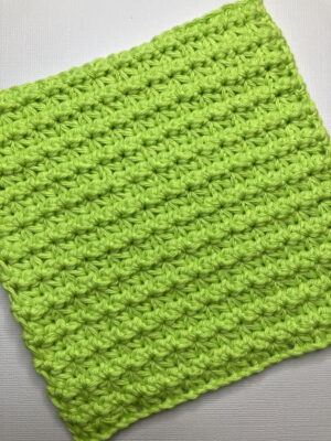 green crochet dishcloth trinity stitch