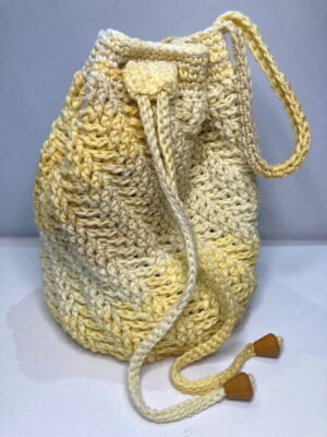 cotton crochet drawstring bag lemon