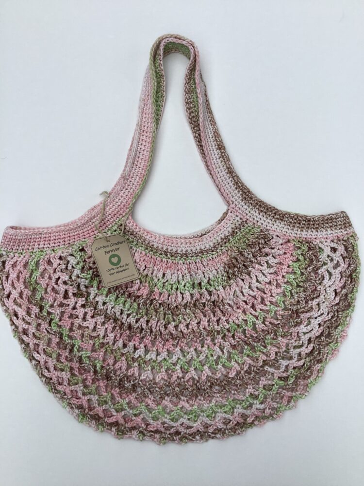 green-pink-brown-white-mesh-market-bag