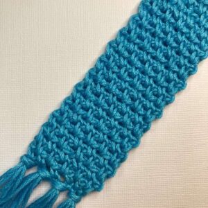 blue crochet bookmark