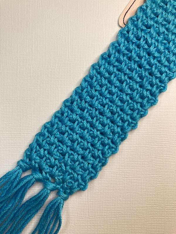 blue crochet bookmark