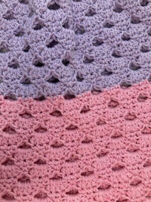 shell stitch crochet pattern in pink and purple