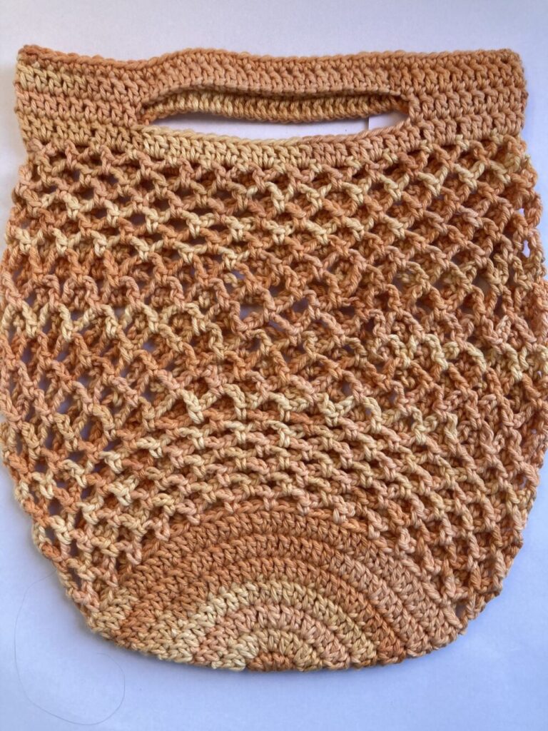 cotton crochet mesh market bag orange ombre