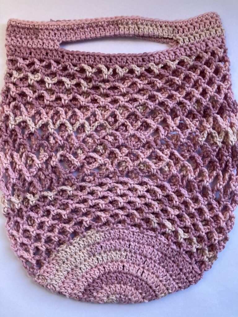 cotton crochet mesh market bag pink ombre