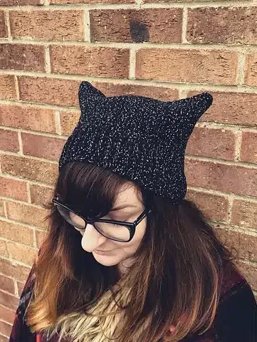 black crochet hat