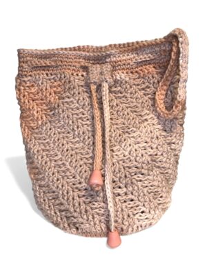 salmon drawstring tote