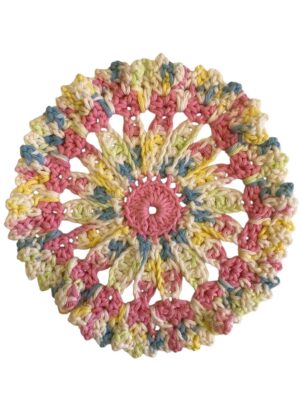multicoloured mat doily
