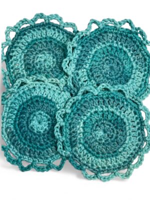 blue crochet coasters