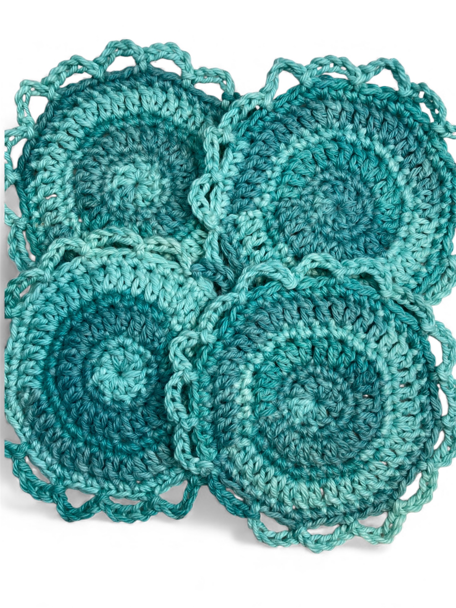 blue crochet coasters