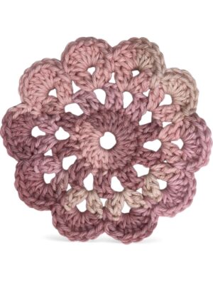 pink flower crochet coaster