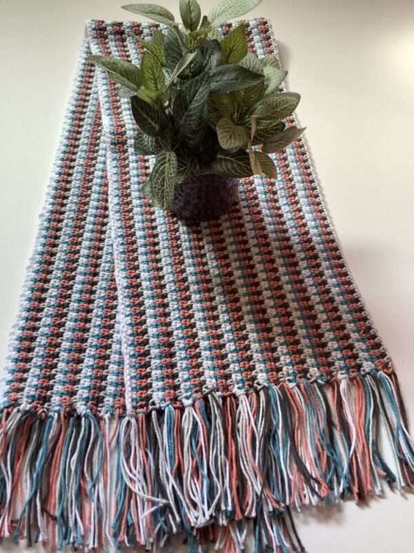 Coastal Table Runner with Fringing-Cotton Crochet