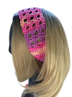 Pink Boho Headband with Ties