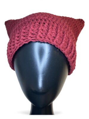 burgundy crochet cat ear beanie