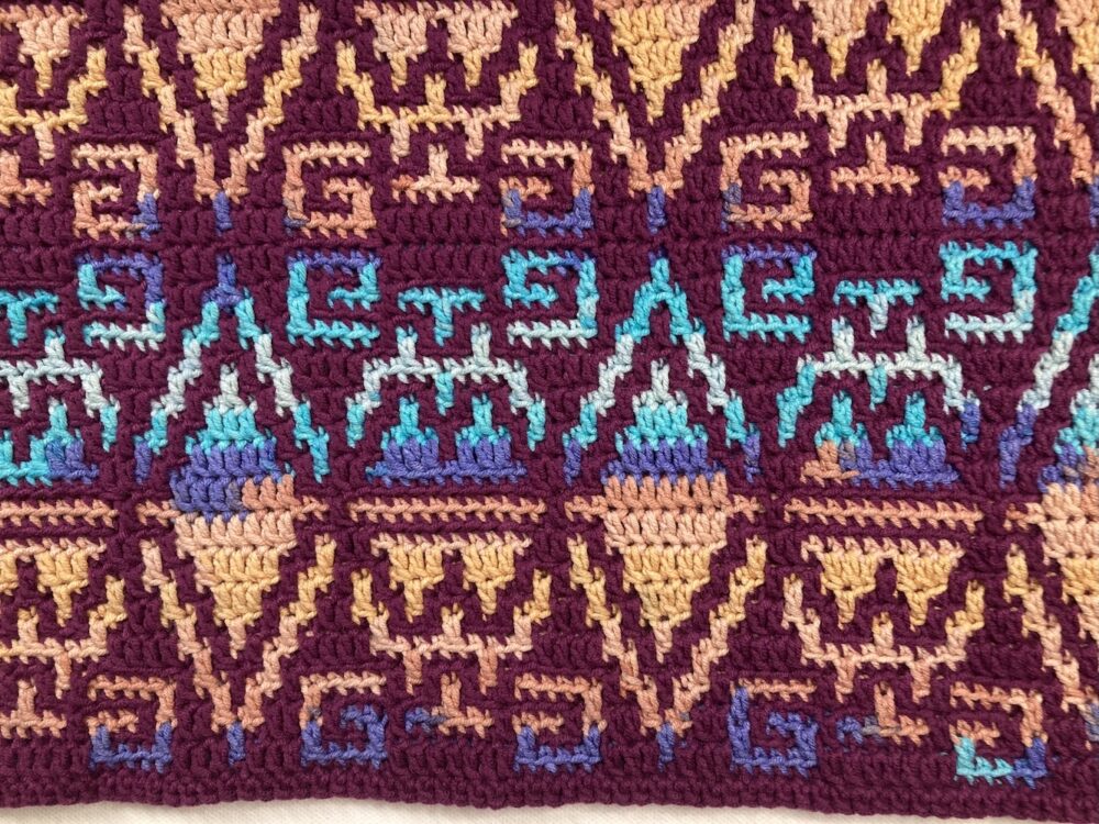mosaic-crochet-table-runner-plum-background