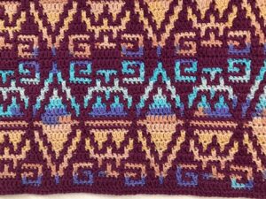 mosaic-crochet-table-runner-plum-background