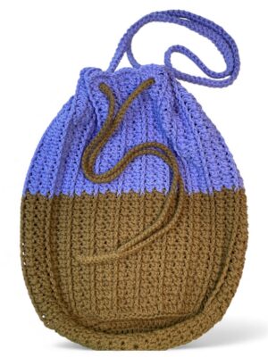 purple and khaki crochet bag