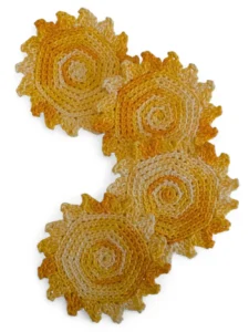 yellow crochet sun coasters