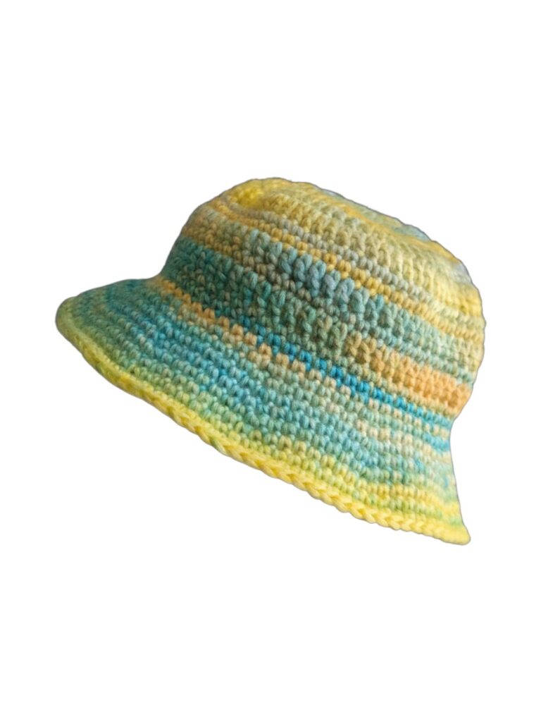 yellow and blue baby bucket hat