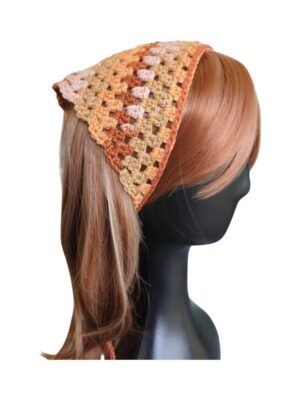 Brown, Bronze Boho Bandana Head Scarf with Bead