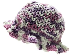 Little Girls Purple Sun Hat with Frill & Flower