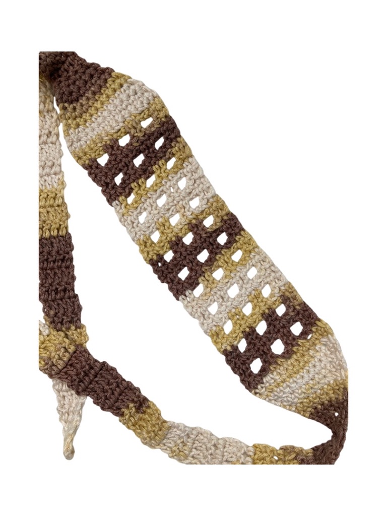 Brown & Cream Boho Headband with Ties - Image 2