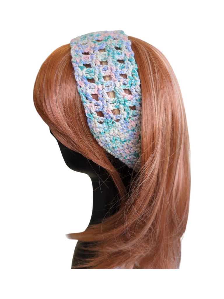 Pink & Green Boho Headband with Ties