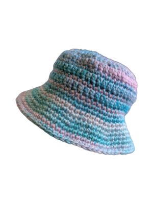 Bright Handmade Crochet Blue, Purple, Pink Bucket Hat for Baby