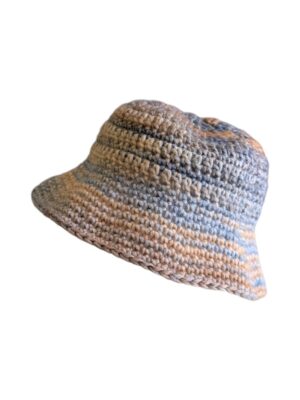 blue and beige baby bucket hat