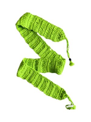 Bright Green Boho Crochet Belt with Beads