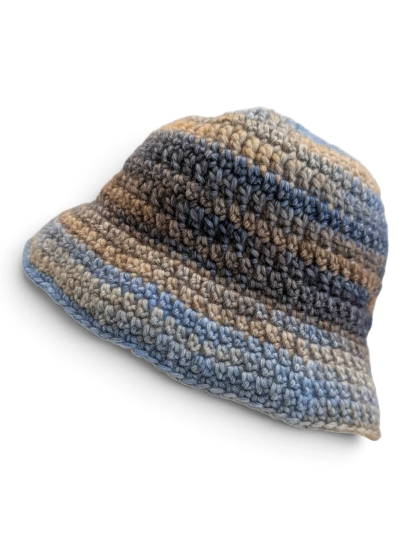 crochet baby bucket hat blue beige