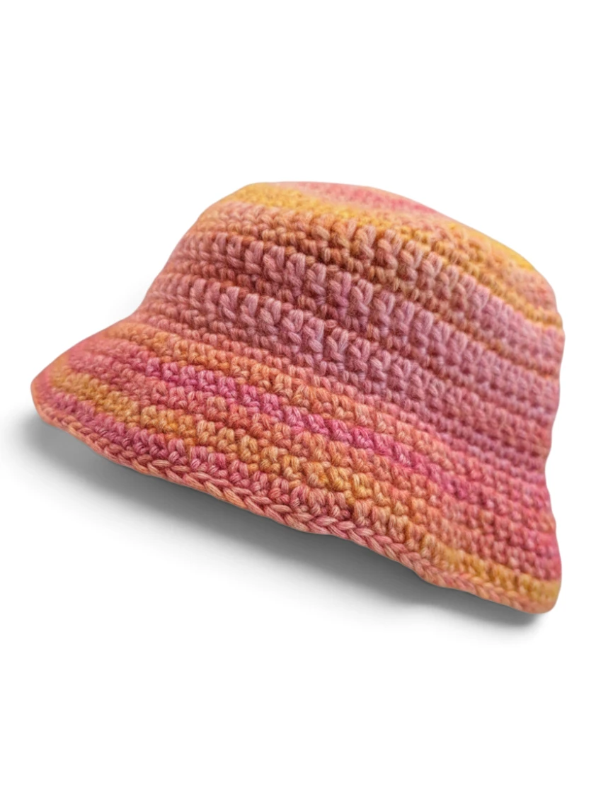 crochet baby bucket hat pink orange
