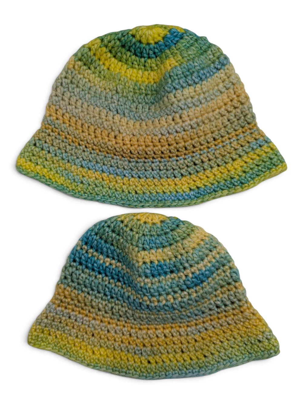 crochet baby bucket hat yellow blue orange